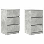 Bedside Cabinets with 3 Drawers 2 pcs Concrete Grey 39x35x65 cm