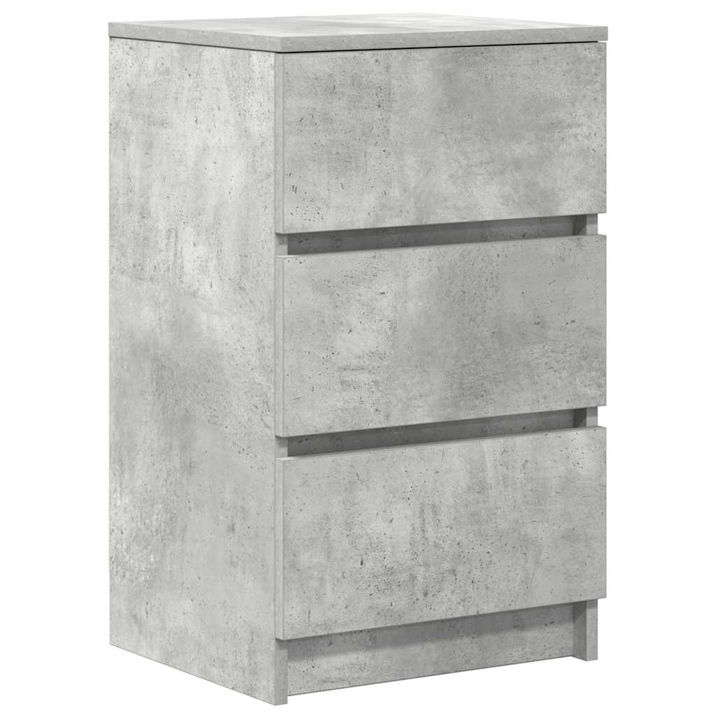 Bedside Cabinets with 3 Drawers 2 pcs Concrete Grey 39x35x65 cm