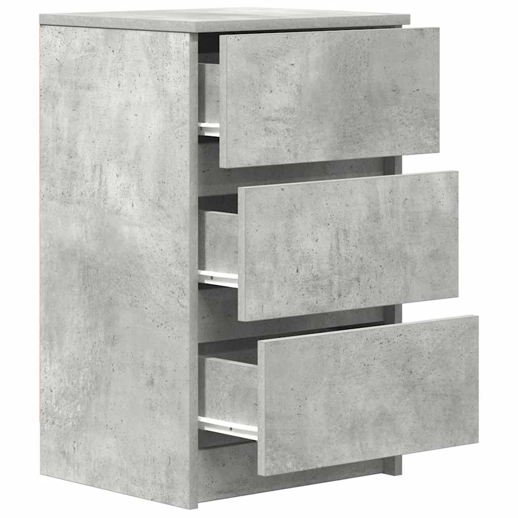 Bedside Cabinets with 3 Drawers 2 pcs Concrete Grey 39x35x65 cm