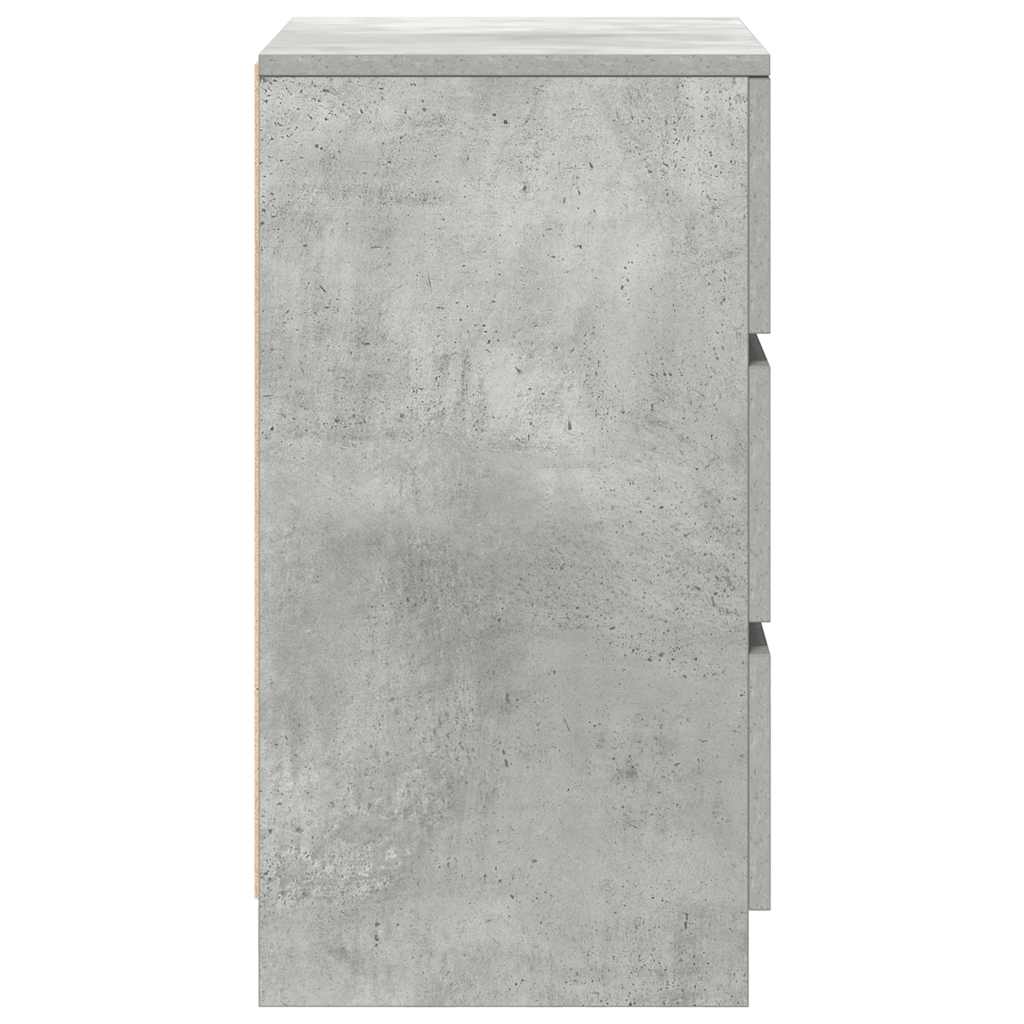 Bedside Cabinets with 3 Drawers 2 pcs Concrete Grey 39x35x65 cm