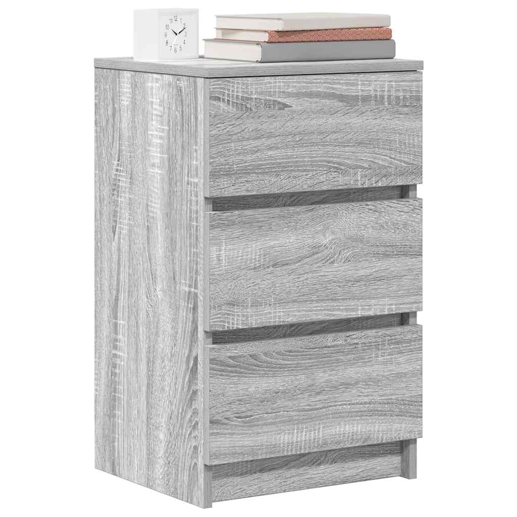 Bedside Cabinets with 3 Drawers 2 pcs Grey Sonoma 39x35x65 cm