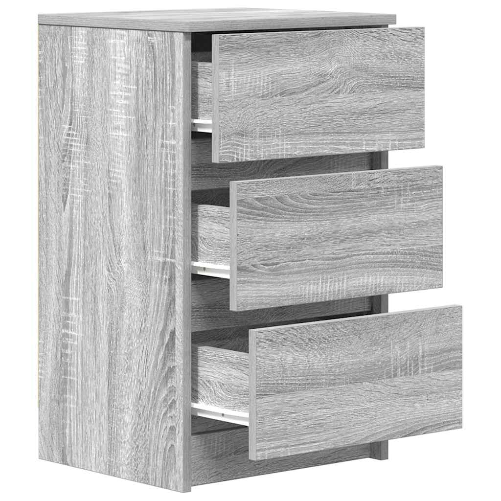 Bedside Cabinets with 3 Drawers 2 pcs Grey Sonoma 39x35x65 cm