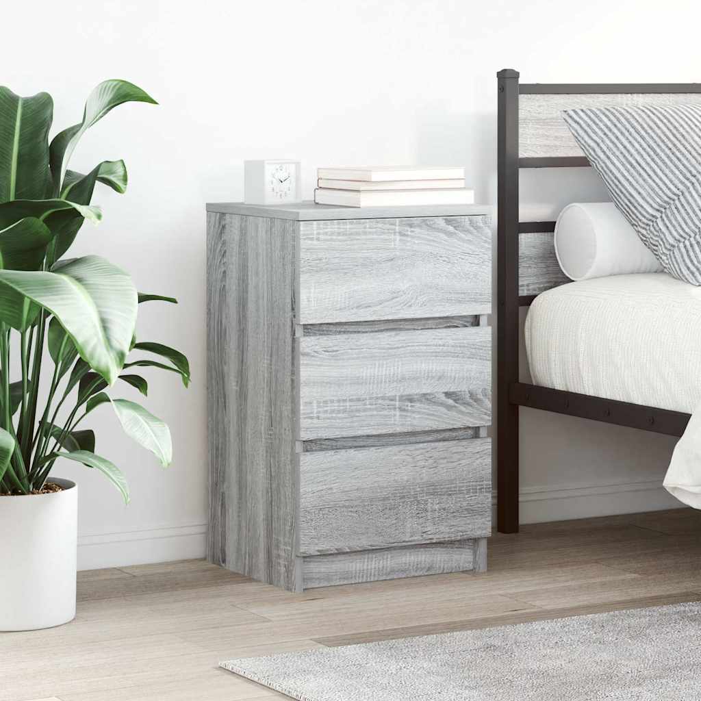 Bedside Cabinets with 3 Drawers 2 pcs Grey Sonoma 39x35x65 cm