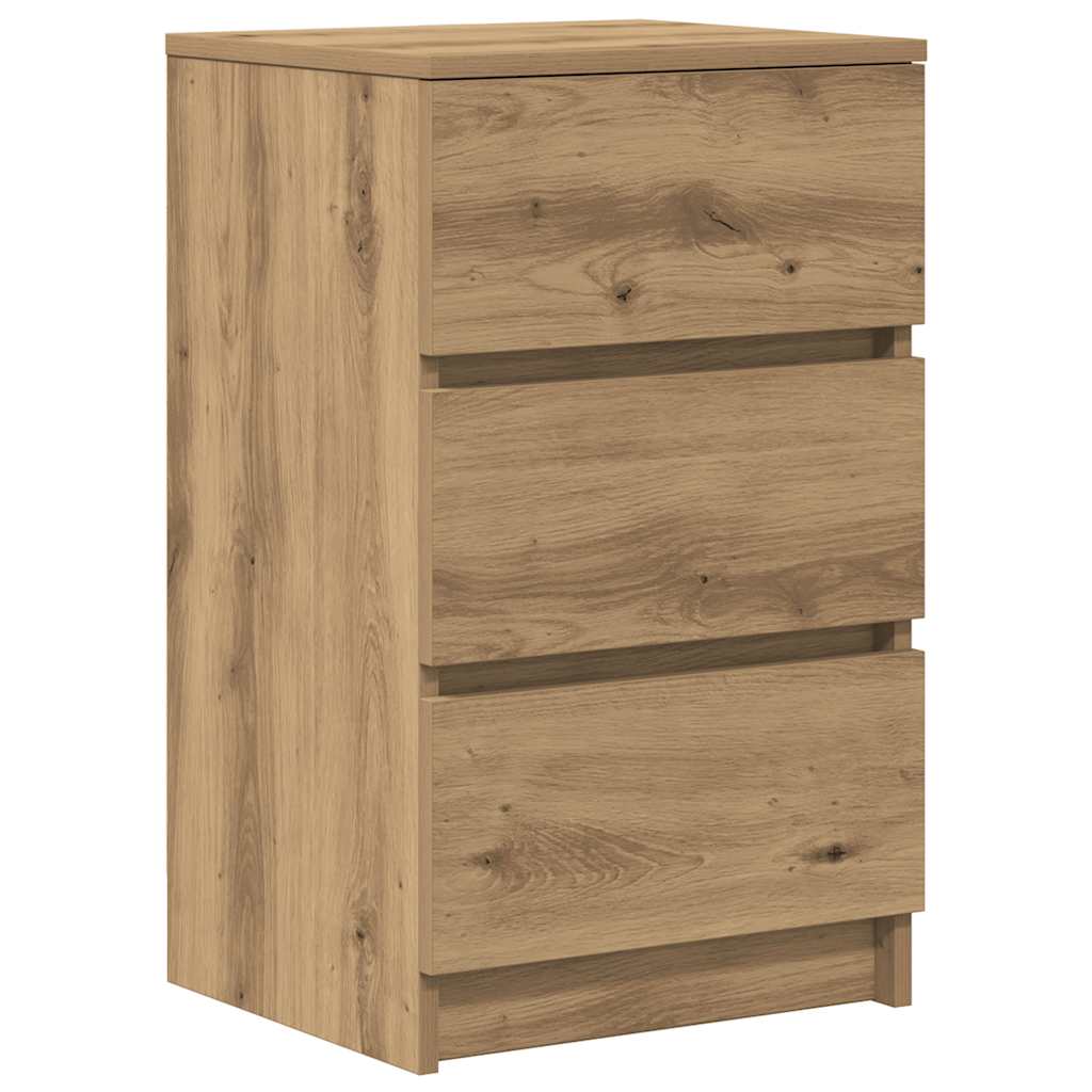 Bedside Cabinet with 3 Drawers Artisan Oak 39x35x65 cm