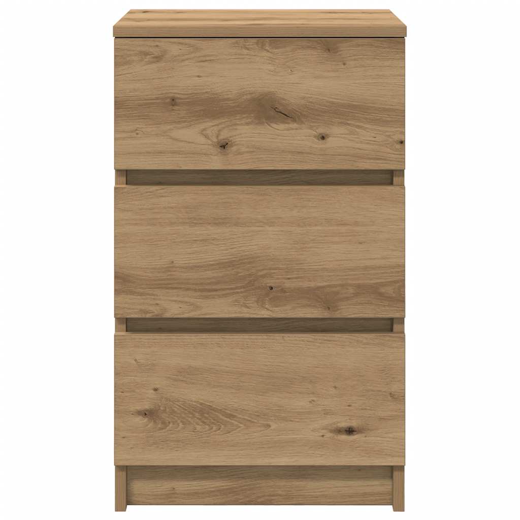 Bedside Cabinet with 3 Drawers Artisan Oak 39x35x65 cm