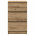 Bedside Cabinet with 3 Drawers Artisan Oak 39x35x65 cm