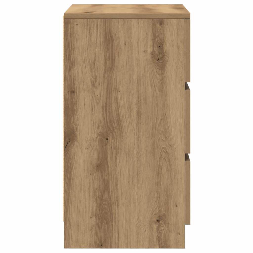 Bedside Cabinet with 3 Drawers Artisan Oak 39x35x65 cm
