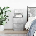 Bedside Cabinet with 2 Drawers Concrete Grey 38x34x80 cm