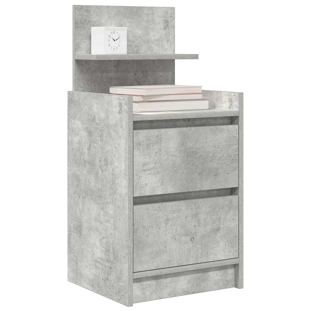 Bedside Cabinet with 2 Drawers Concrete Grey 38x34x80 cm