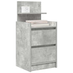 Bedside Cabinet with 2 Drawers Concrete Grey 38x34x80 cm