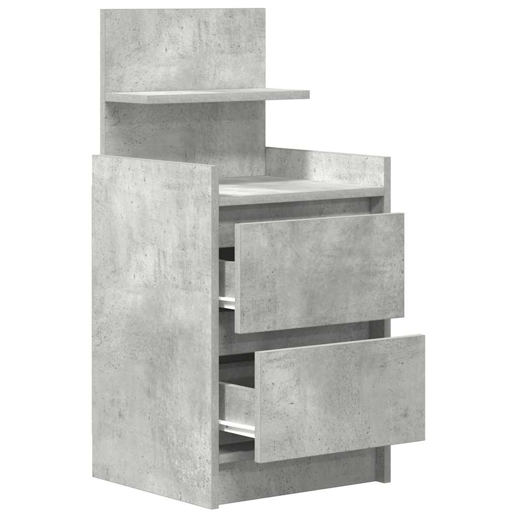 Bedside Cabinet with 2 Drawers Concrete Grey 38x34x80 cm