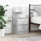 Bedside Cabinet with 2 Drawers Concrete Grey 38x34x80 cm