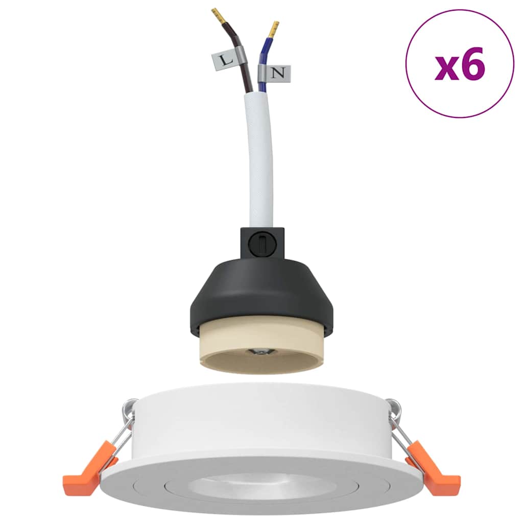 Spotlight 6 pcs White 9 x 9 x 2 cm Aluminium