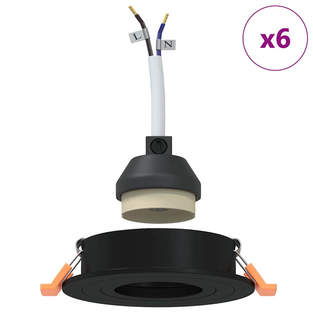 Spotlight 6 pcs Black 9 x 9 x 2 cm Aluminium