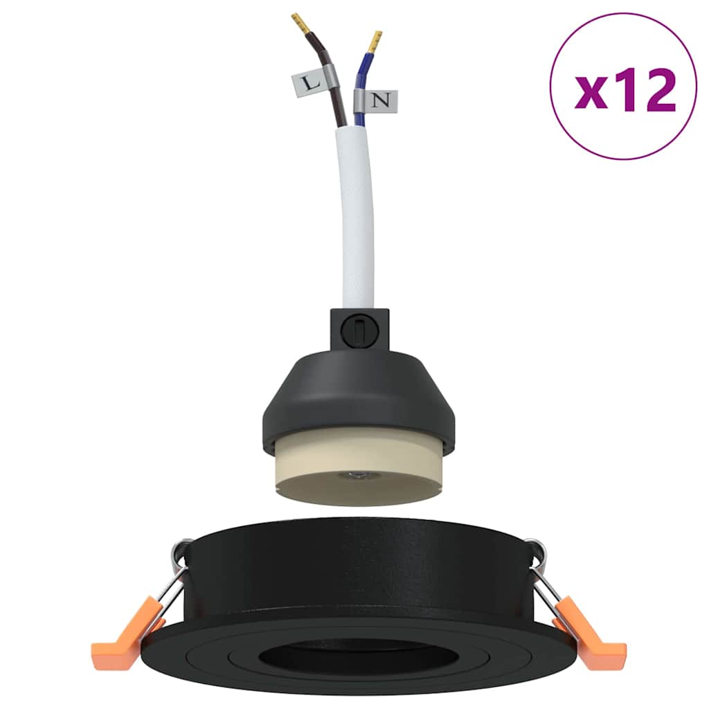 Spotlight 12 pcs Black 9 x 9 x 2 cm Aluminium