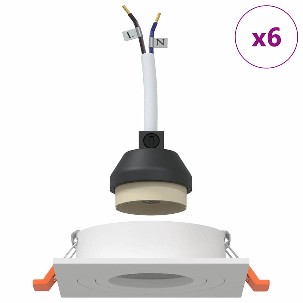 Spotlight 6 pcs White 9 x 9 x 2 cm Aluminium