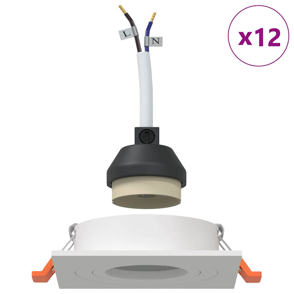 Spotlight 12 pcs White 9 x 9 x 2 cm Aluminium