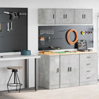 Garage Cabinets 2 pcs Concrete Grey Engineered Wood
