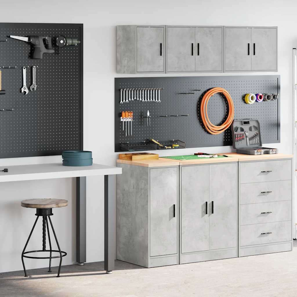 Garage Cabinets 2 pcs Concrete Grey Engineered Wood
