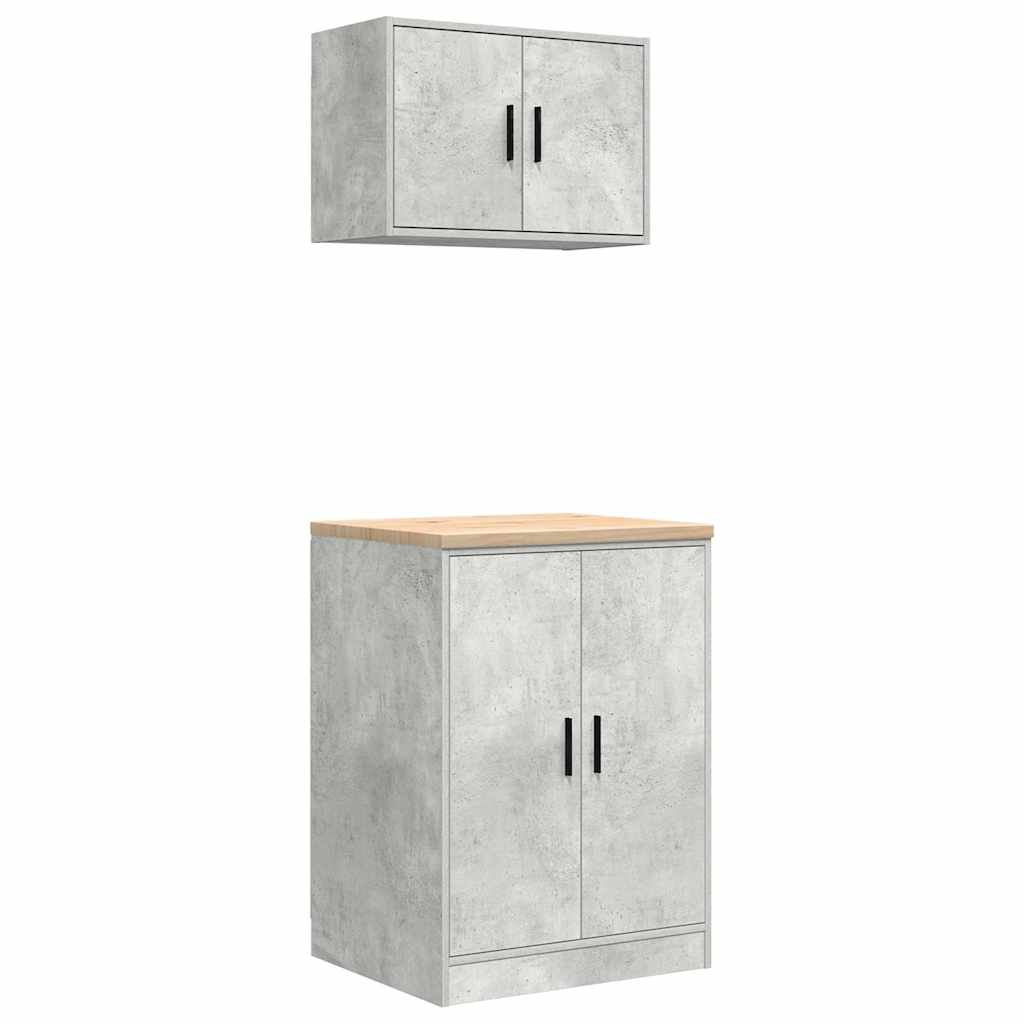 Garage Cabinets 2 pcs Concrete Grey Engineered Wood