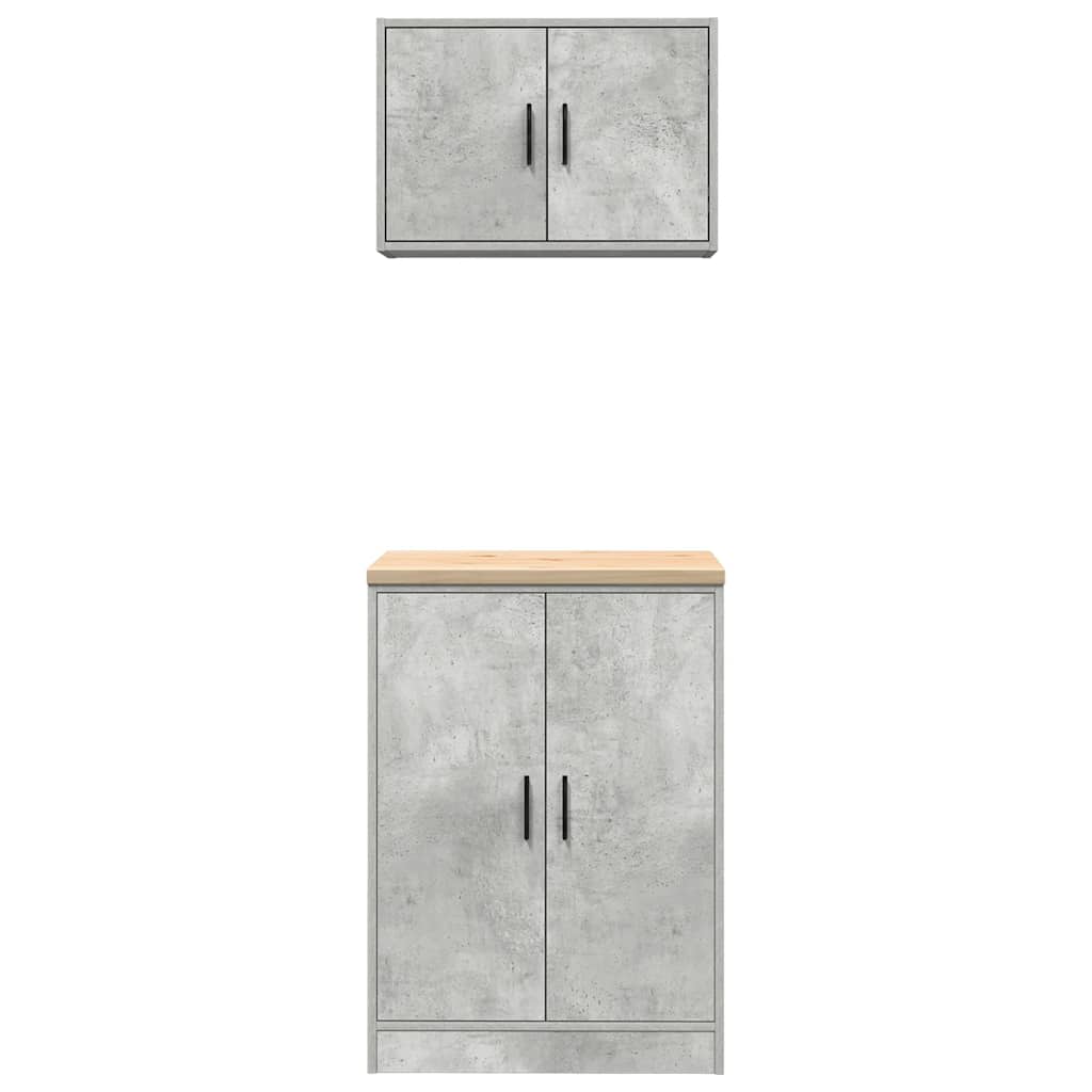 Garage Cabinets 2 pcs Concrete Grey Engineered Wood