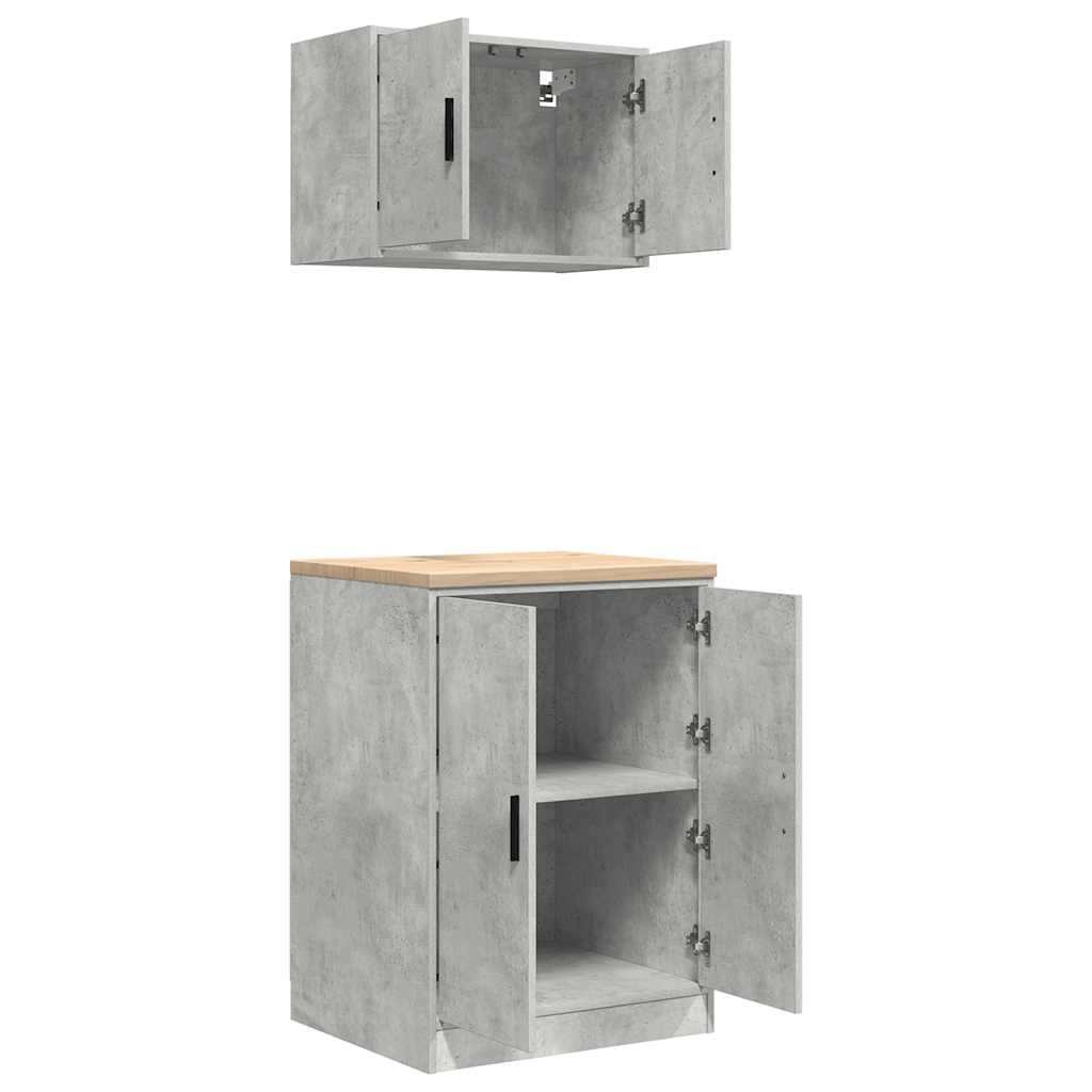 Garage Cabinets 2 pcs Concrete Grey Engineered Wood