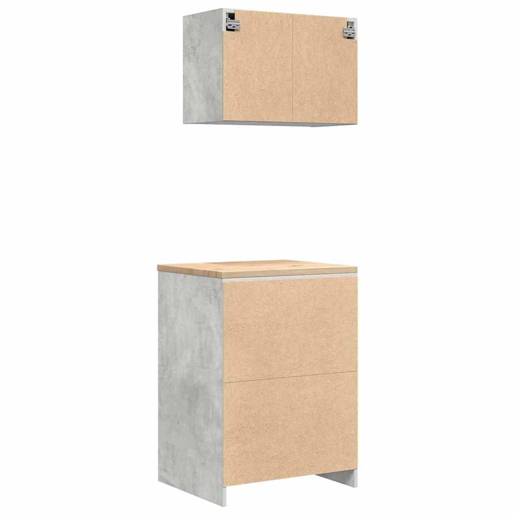 Garage Cabinets 2 pcs Concrete Grey Engineered Wood