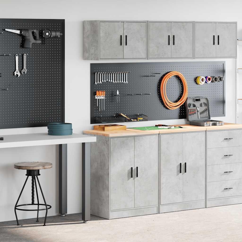 Garage Cabinets 2 pcs Concrete Grey Engineered Wood