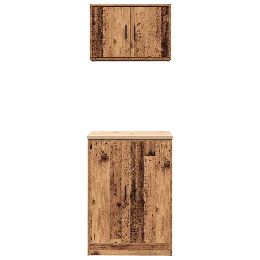 Garage Cabinets 2 pcs Old Wood Engineered Wood