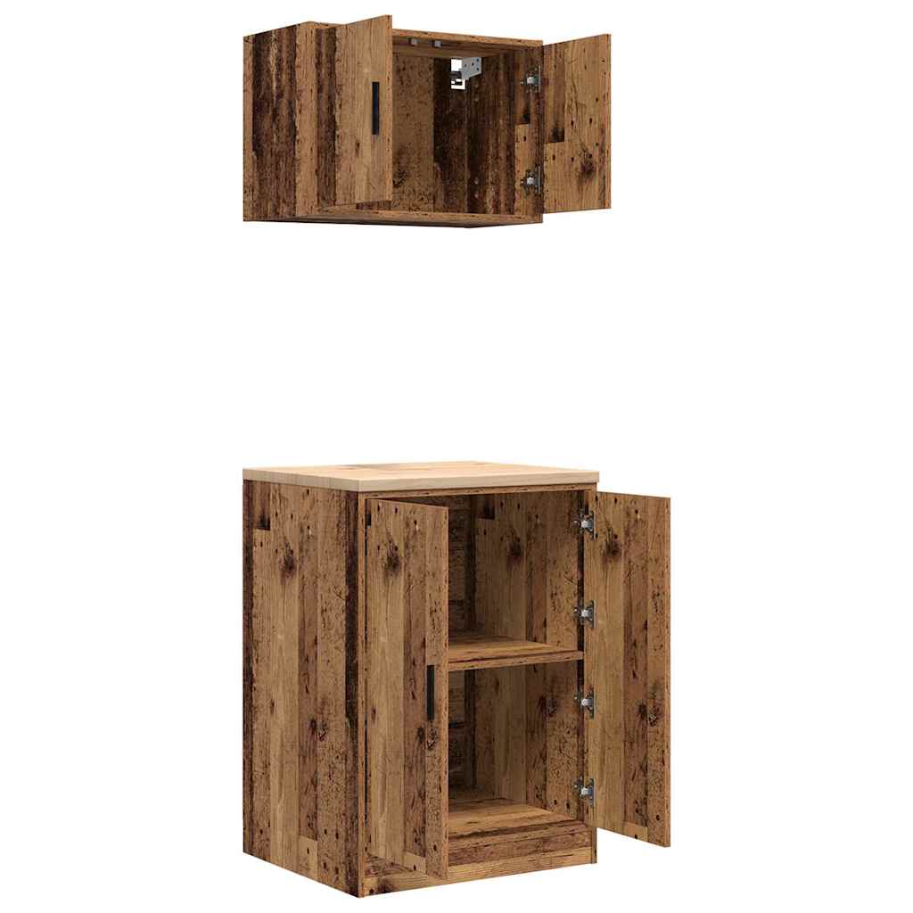 Garage Cabinets 2 pcs Old Wood Engineered Wood
