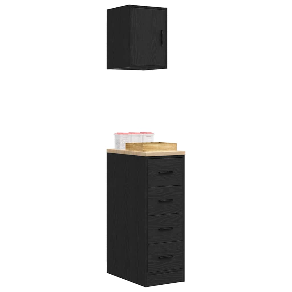 Garage Cabinets 2 pcs Black Engineered Wood