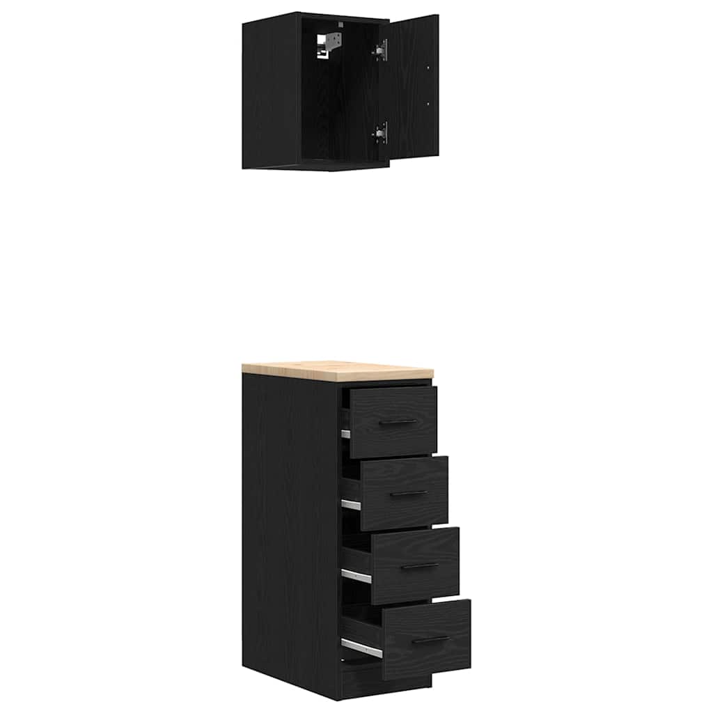 Garage Cabinets 2 pcs Black Engineered Wood