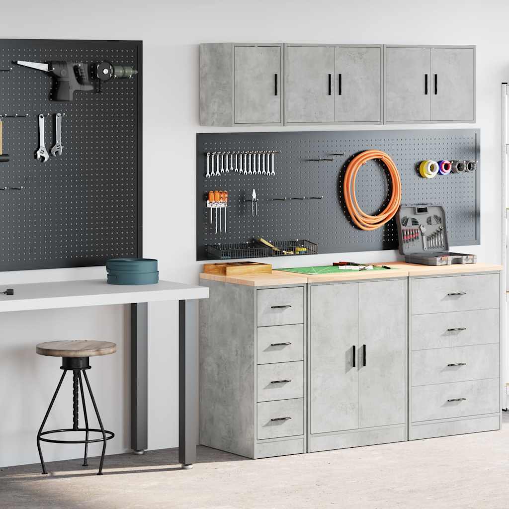 Garage Cabinets 2 pcs Concrete Grey Engineered Wood