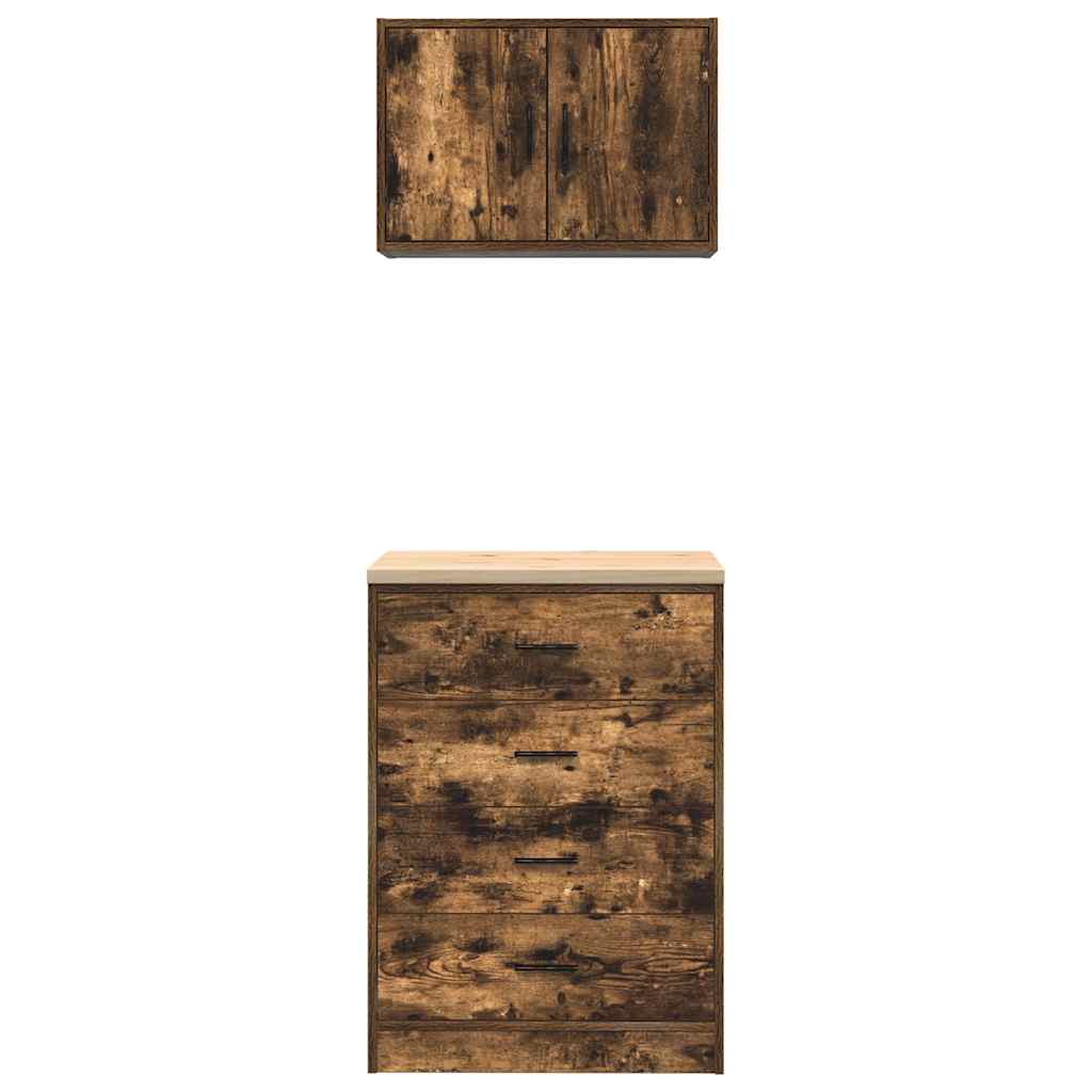 Garage Cabinets 2 pcs Smoked Oak Engineered Wood