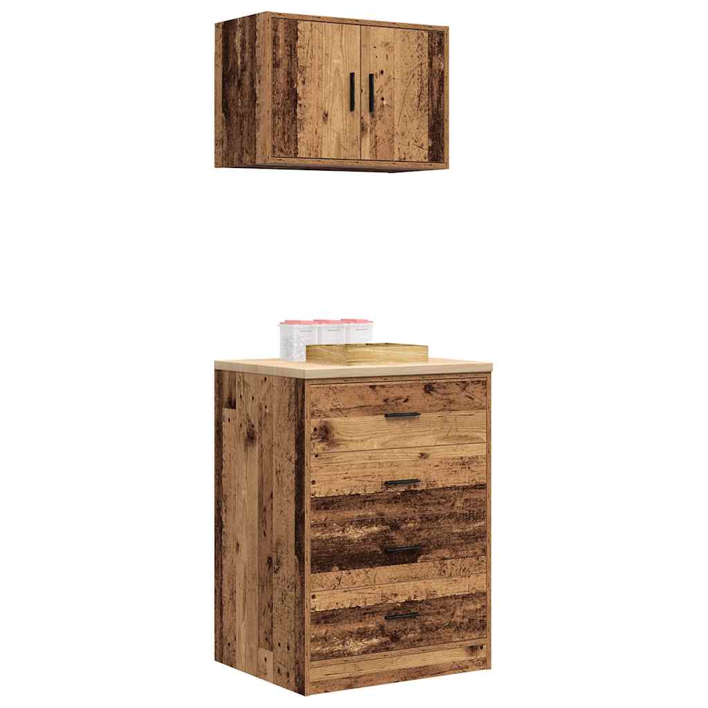 Garage Cabinets 2 pcs Old Wood Engineered Wood