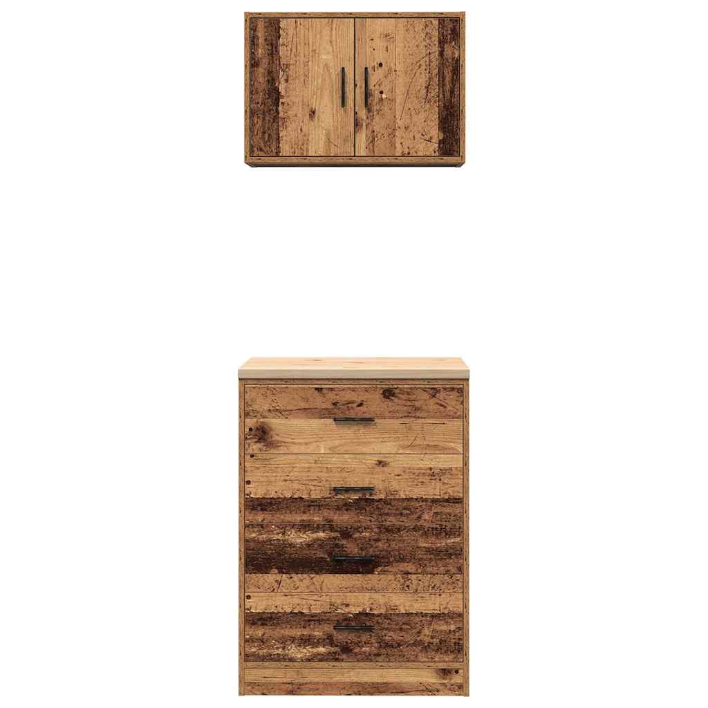 Garage Cabinets 2 pcs Old Wood Engineered Wood