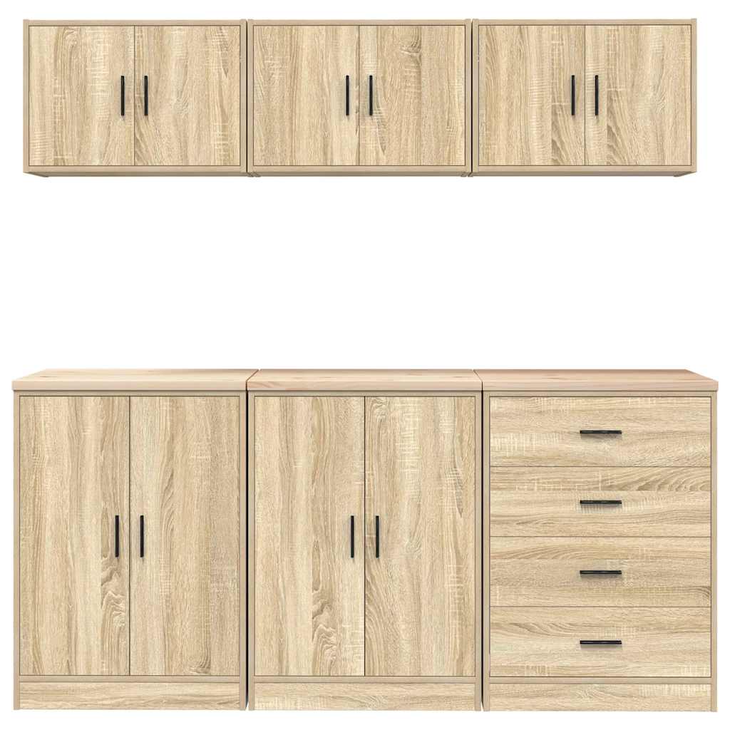 Garage Cabinets 6 pcs Sonoma Oak Engineered Wood