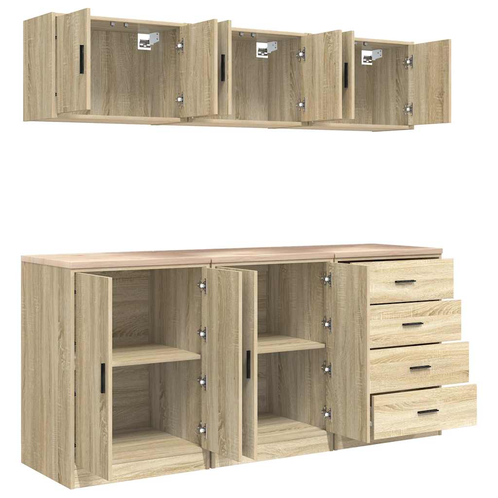 Garage Cabinets 6 pcs Sonoma Oak Engineered Wood
