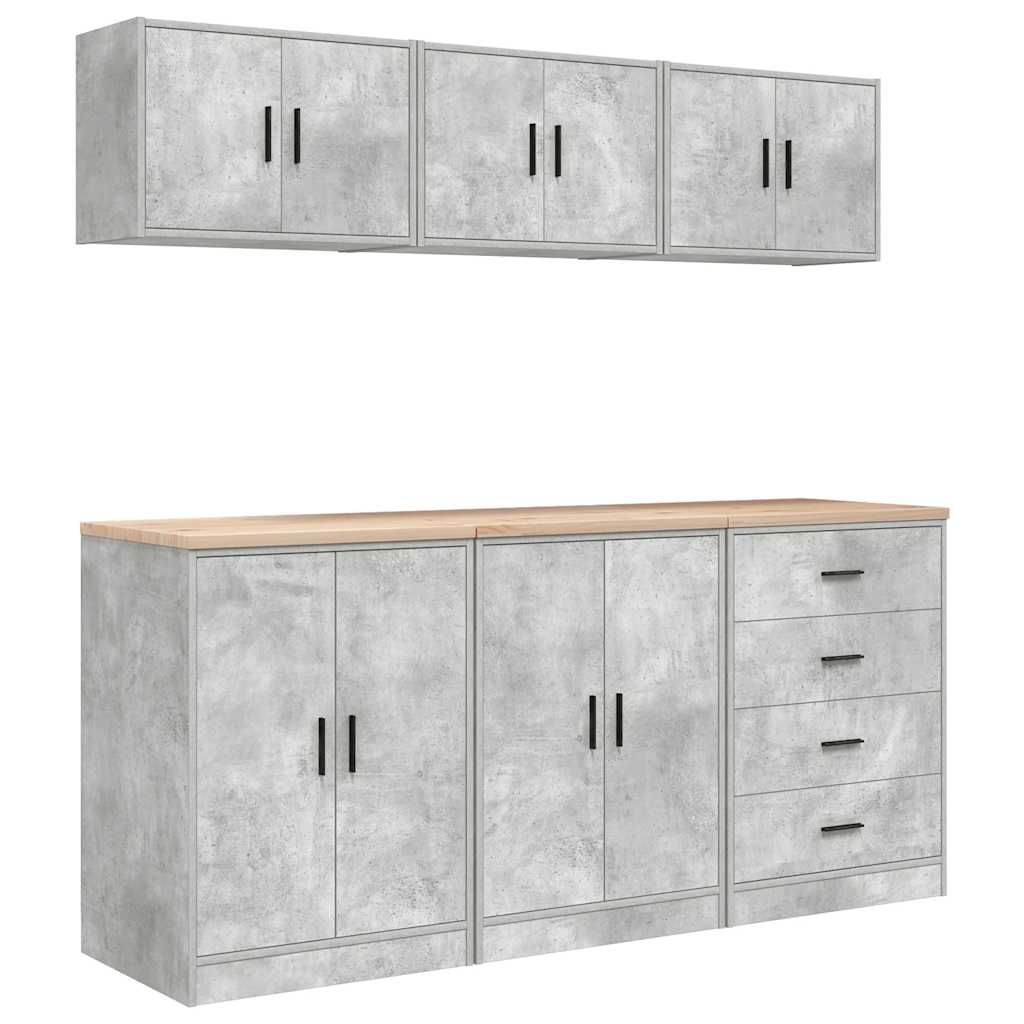 Garage Cabinets 6 pcs Concrete Grey Engineered Wood