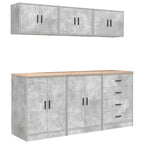 Garage Cabinets 6 pcs Concrete Grey Engineered Wood