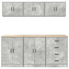 Garage Cabinets 6 pcs Concrete Grey Engineered Wood