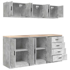 Garage Cabinets 6 pcs Concrete Grey Engineered Wood