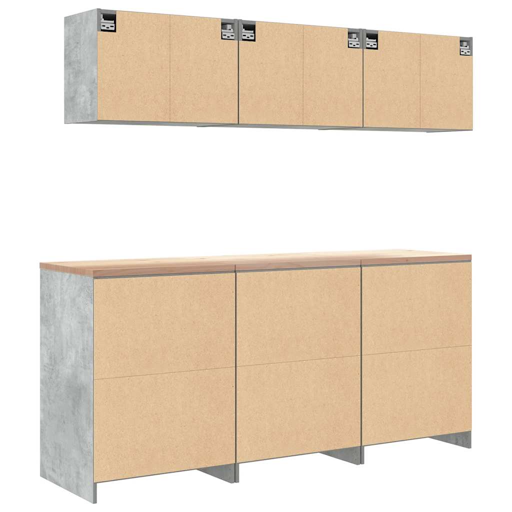 Garage Cabinets 6 pcs Concrete Grey Engineered Wood