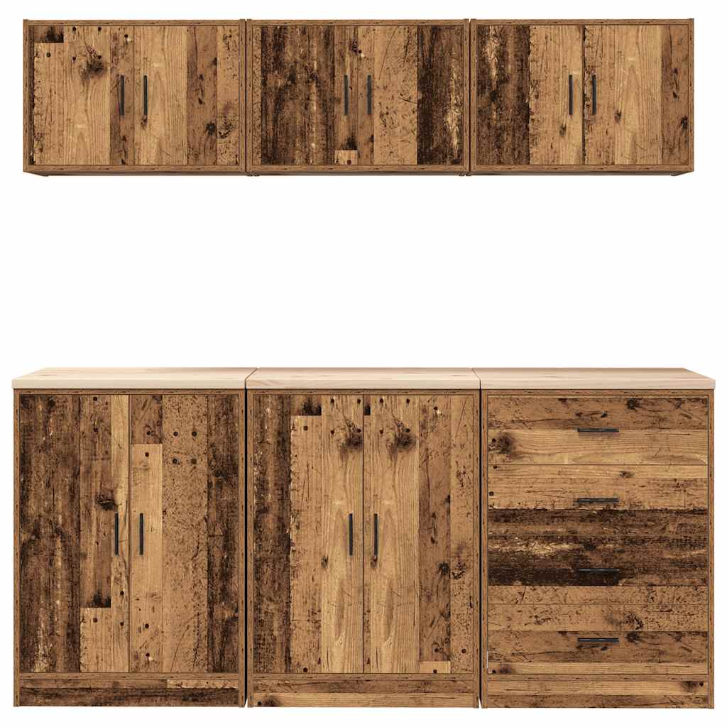 Garage Cabinets 6 pcs Old Wood Engineered Wood