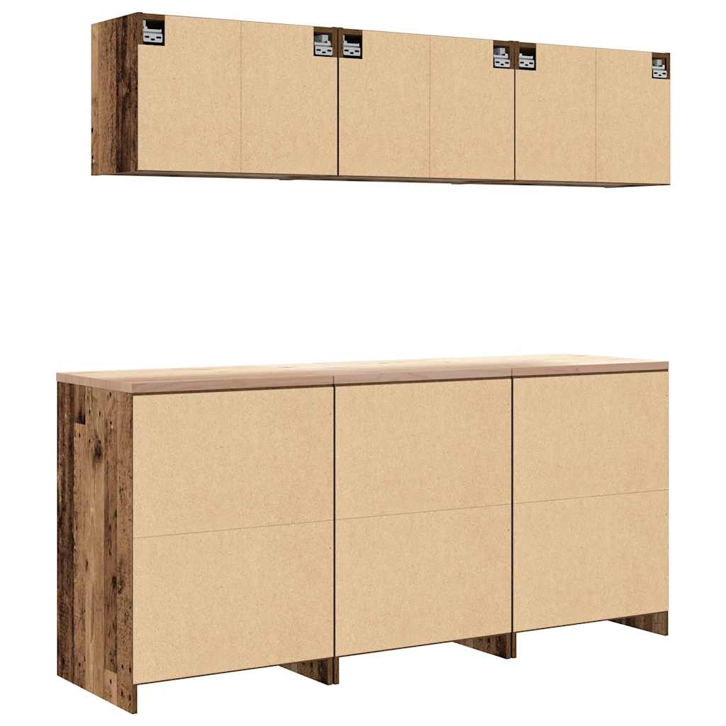 Garage Cabinets 6 pcs Old Wood Engineered Wood