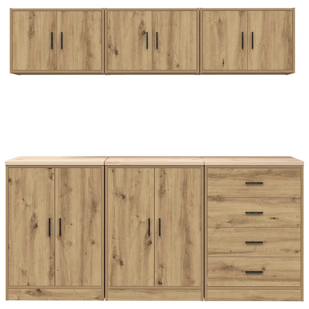 Garage Cabinets 6 Pcs Artisan Oak Engineered Wood