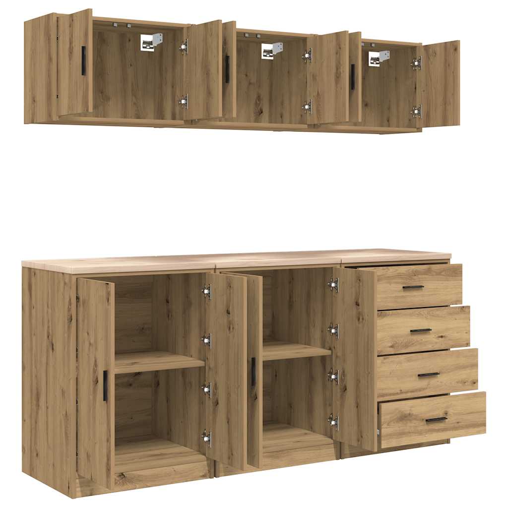 Garage Cabinets 6 Pcs Artisan Oak Engineered Wood