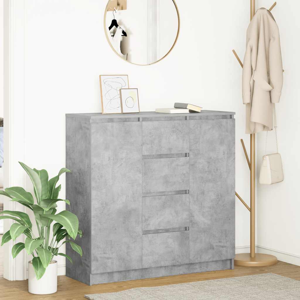Sideboard with Drawers Concrete Grey 100.5x35x98.5 cm Engineered Wood