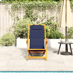 Folding Beach Chair with Armrests Blue Acacia Wood & Textilene
