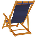 Folding Beach Chair with Armrests Blue Acacia Wood & Textilene